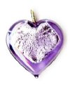 1 13x13x6mm Light Violet with Foil Lampwork Heart Pendant
